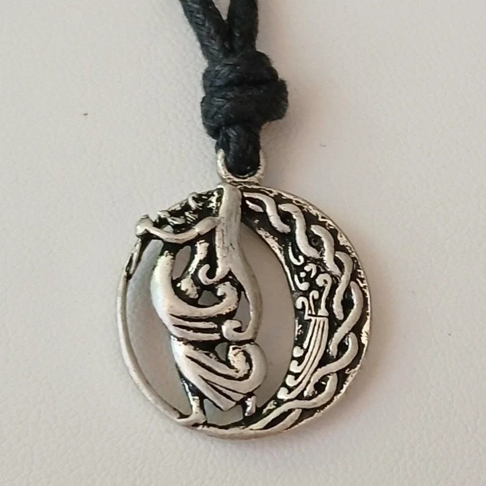 Celtic Vision Sacred Symbols Pewter Moon Pendant Vintage 90s ‎ 24